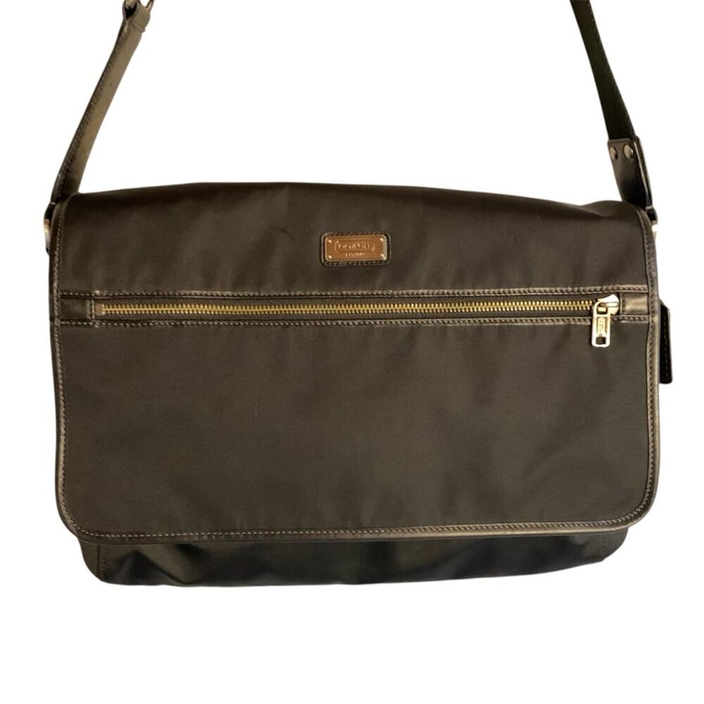 Coach Nylon Laptop Messenger Bag in Black with Silver Hardware